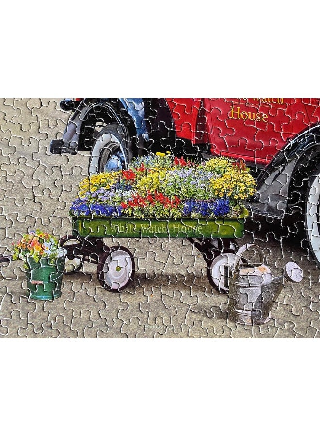 Springbok - Whale Watch Inn - 1000 Piece Jigsaw Puzzle Illustration of Nostalgic red Truck, Colorful Seaside Setting