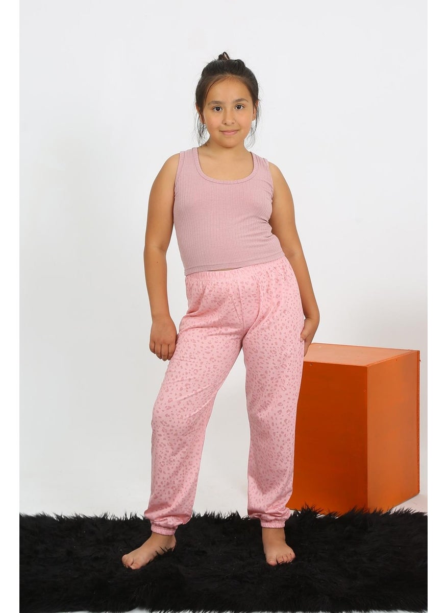 Girl's Zero Sleeve Dusty Rose Combed Cotton Pajama Set 20433