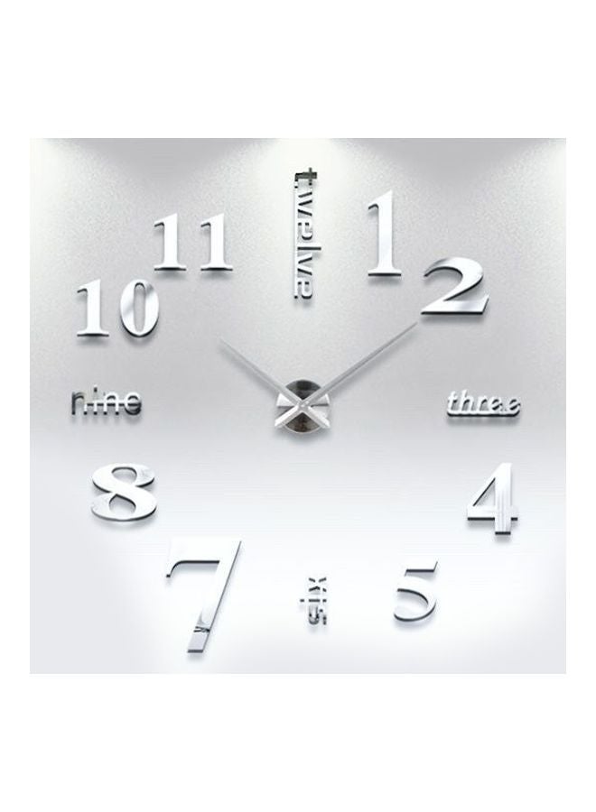 3D Acrylic Wall Clock Silver 80x80cm