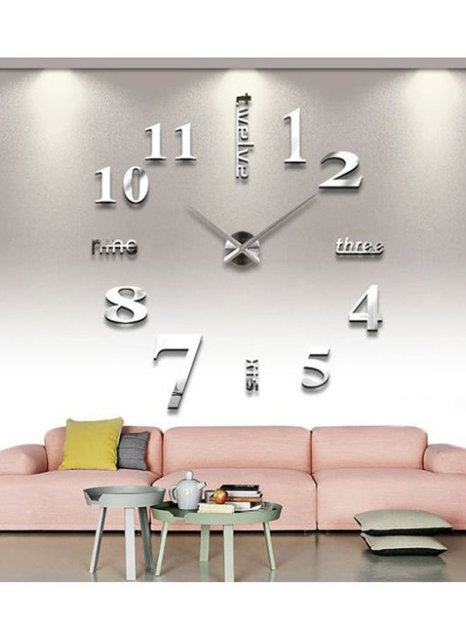 3D Acrylic Wall Clock Silver 80x80cm