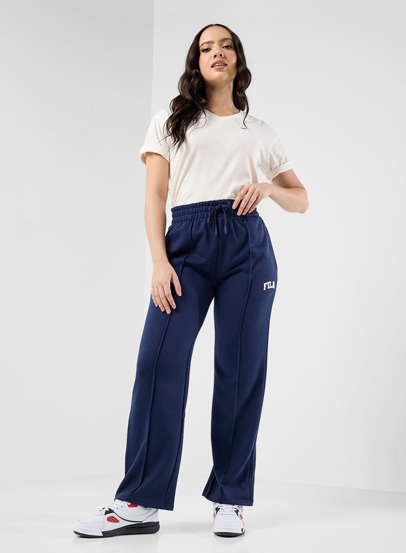 Small Arch Logo Print Pintuck Open Hem Sweatpants