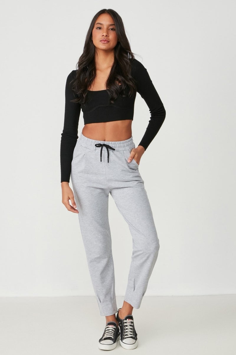 Waist and Leg Pleated Sweatpants 742 Gray