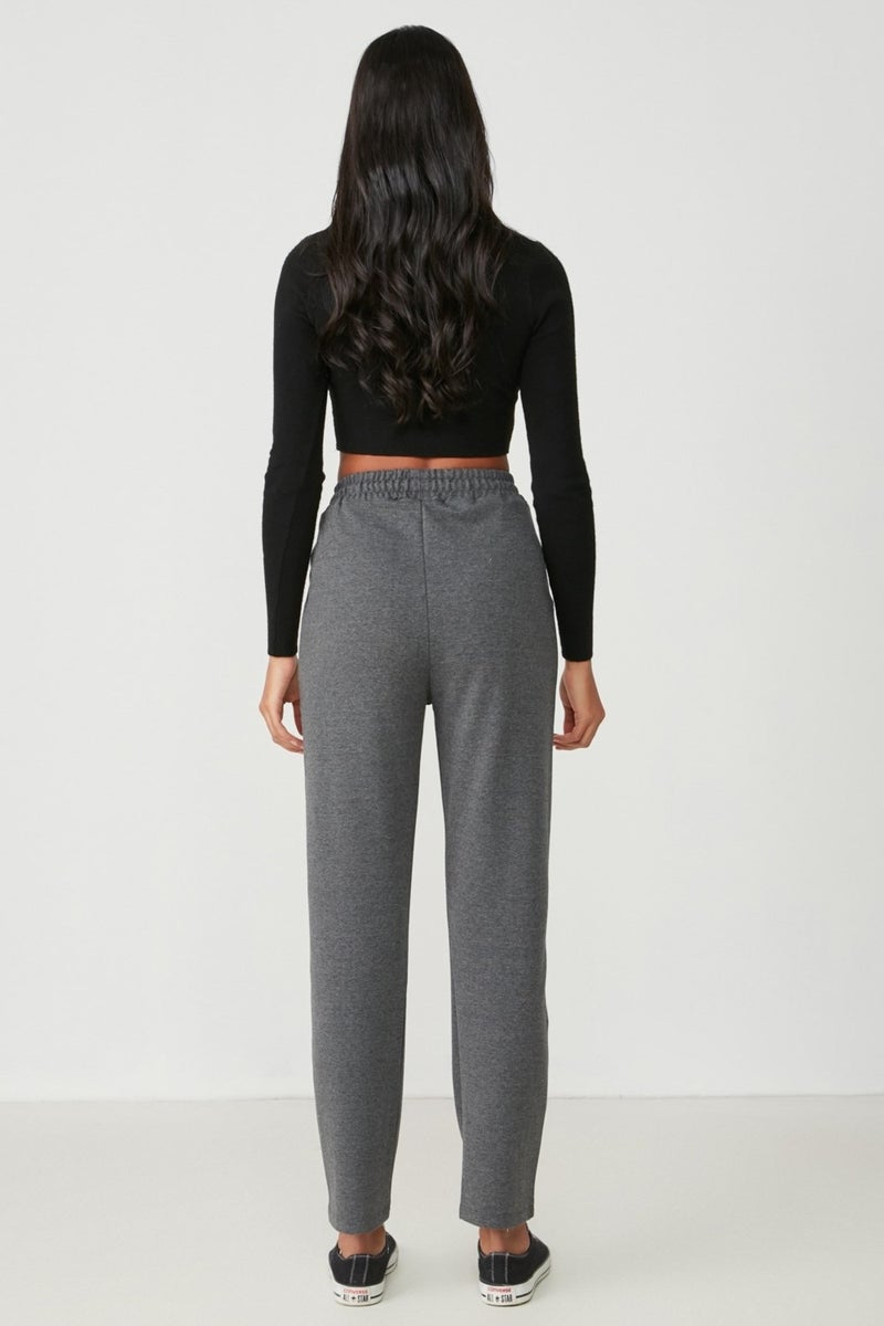 Waist and Leg Pleated Sweatpants 742 Smoke