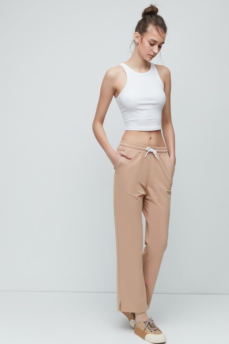 Slit Flare Leg Sweatpants 741 Coffee with Milk