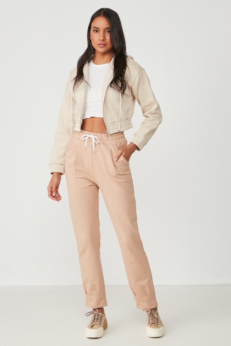 Waist and Leg Pleated Sweatpants 742 Milk Coffee