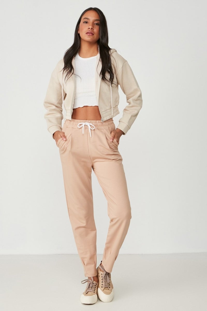 Waist and Leg Pleated Sweatpants 742 Milk Coffee