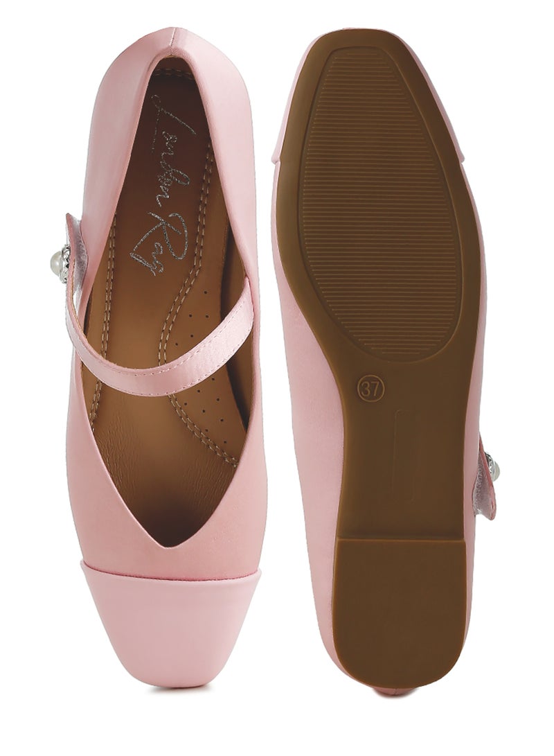 Pink Patent Toe Cap Satin Mary Jane