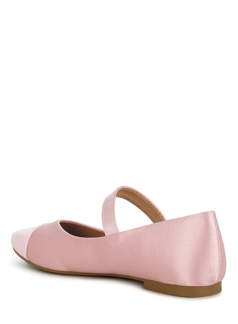 Pink Patent Toe Cap Satin Mary Jane