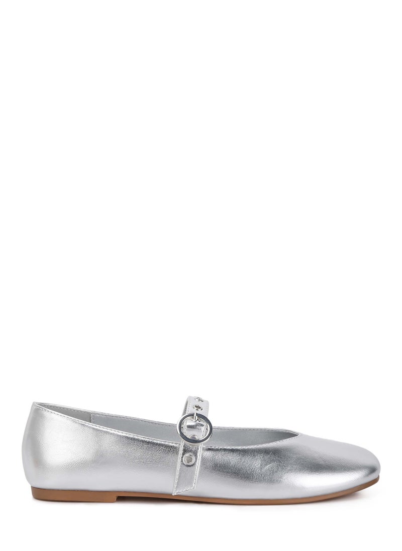 Mary Jane Ballerinas in Silver