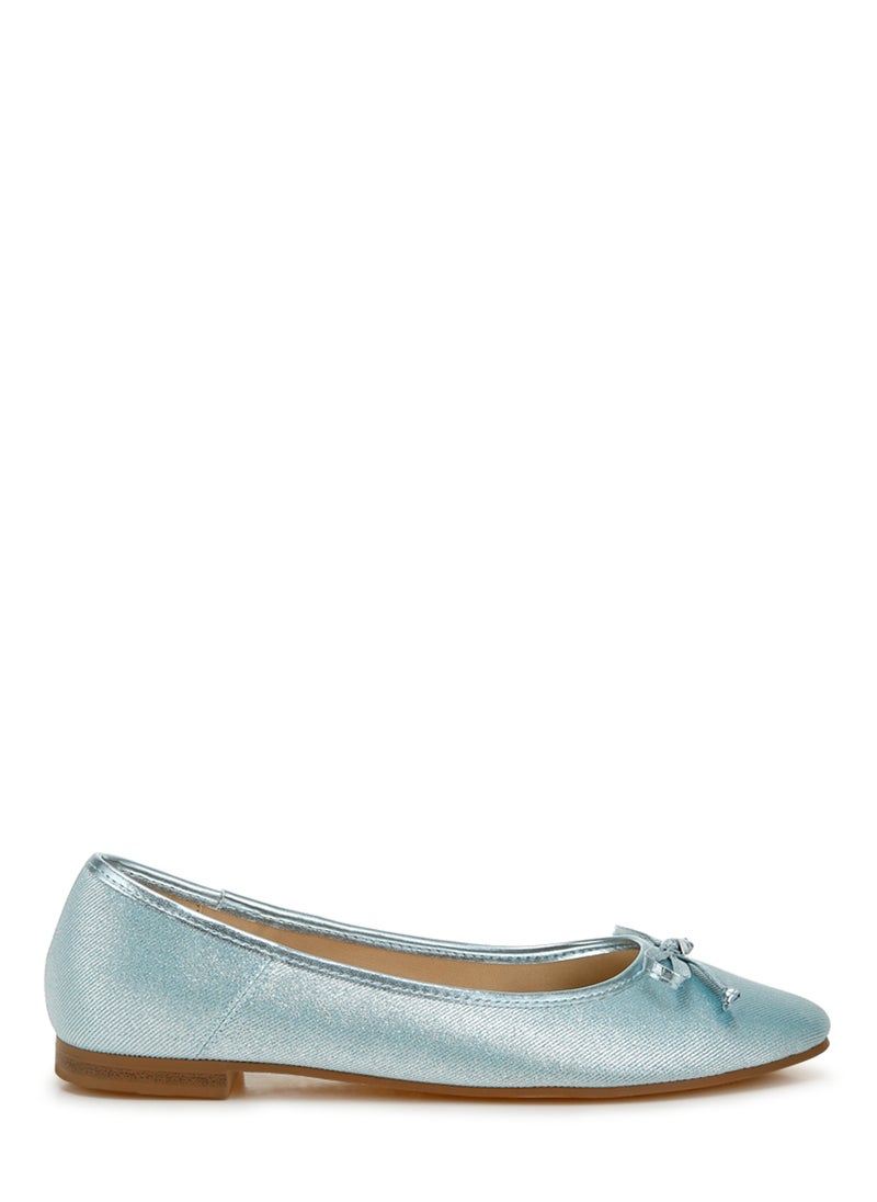 Metallic Ballet Flats in Baby Blue