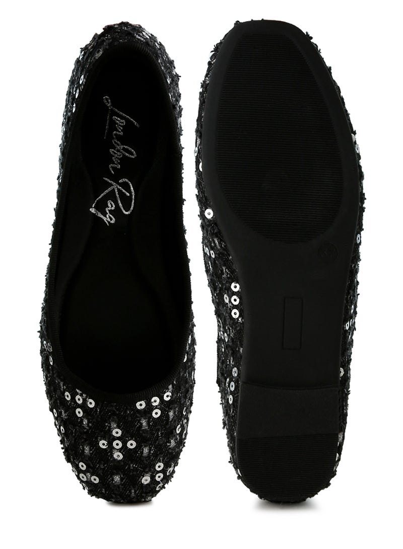 Black Sequin Ballet Flats