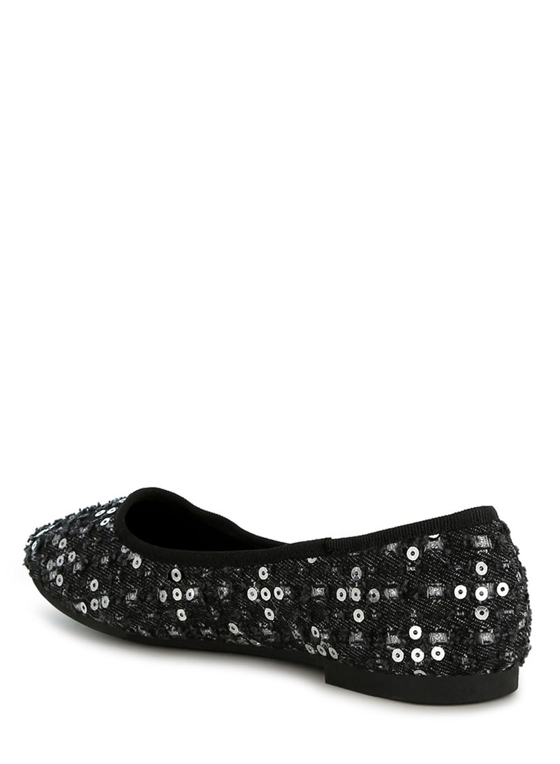 Black Sequin Ballet Flats