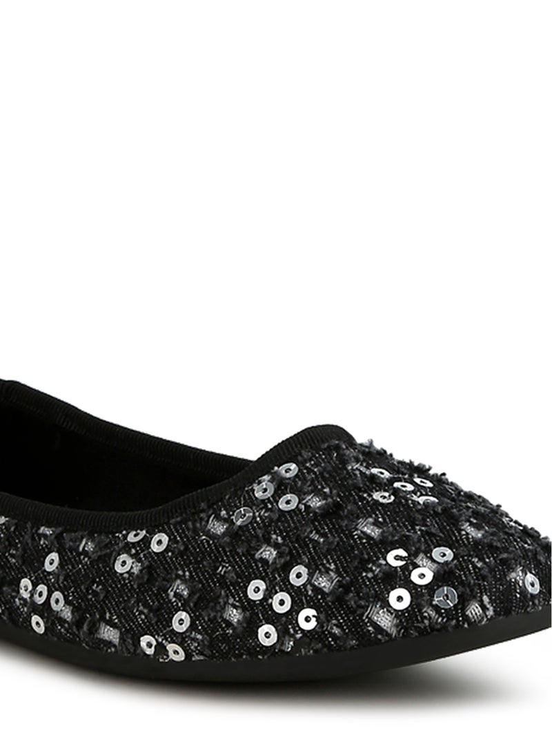 Black Sequin Ballet Flats