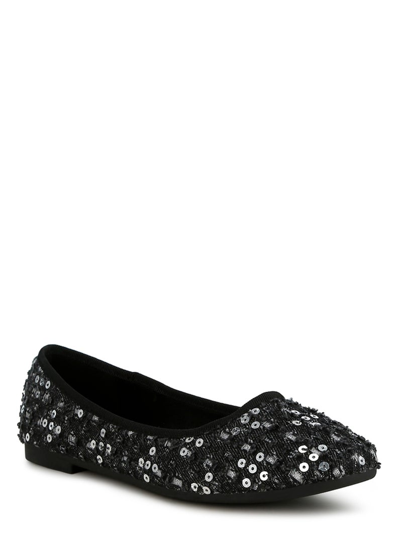 Black Sequin Ballet Flats