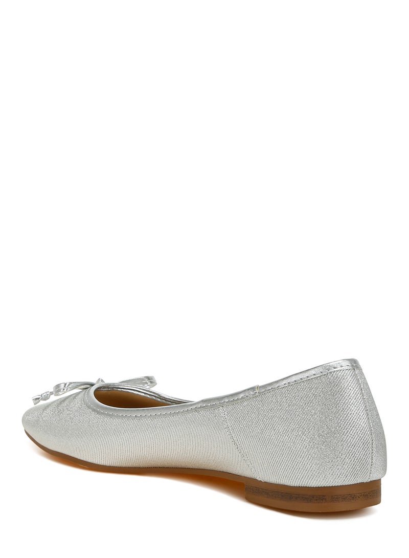 Metallic Ballet Flats in Silver