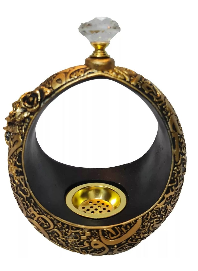 Ceramic Incense Burner Mabkhara – Stylish Black & Gold Design