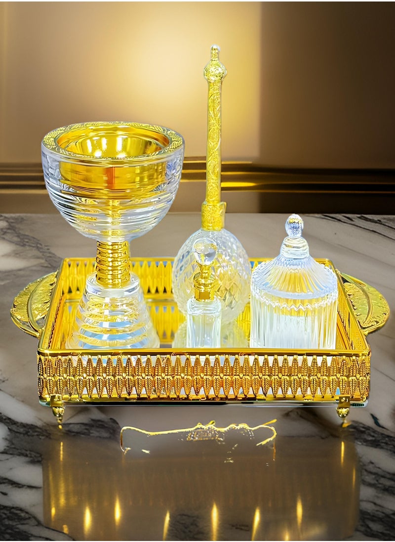 Elegant Design Glass Incense Burner Set Arabic Oud Holder for Home and Office Fragrance