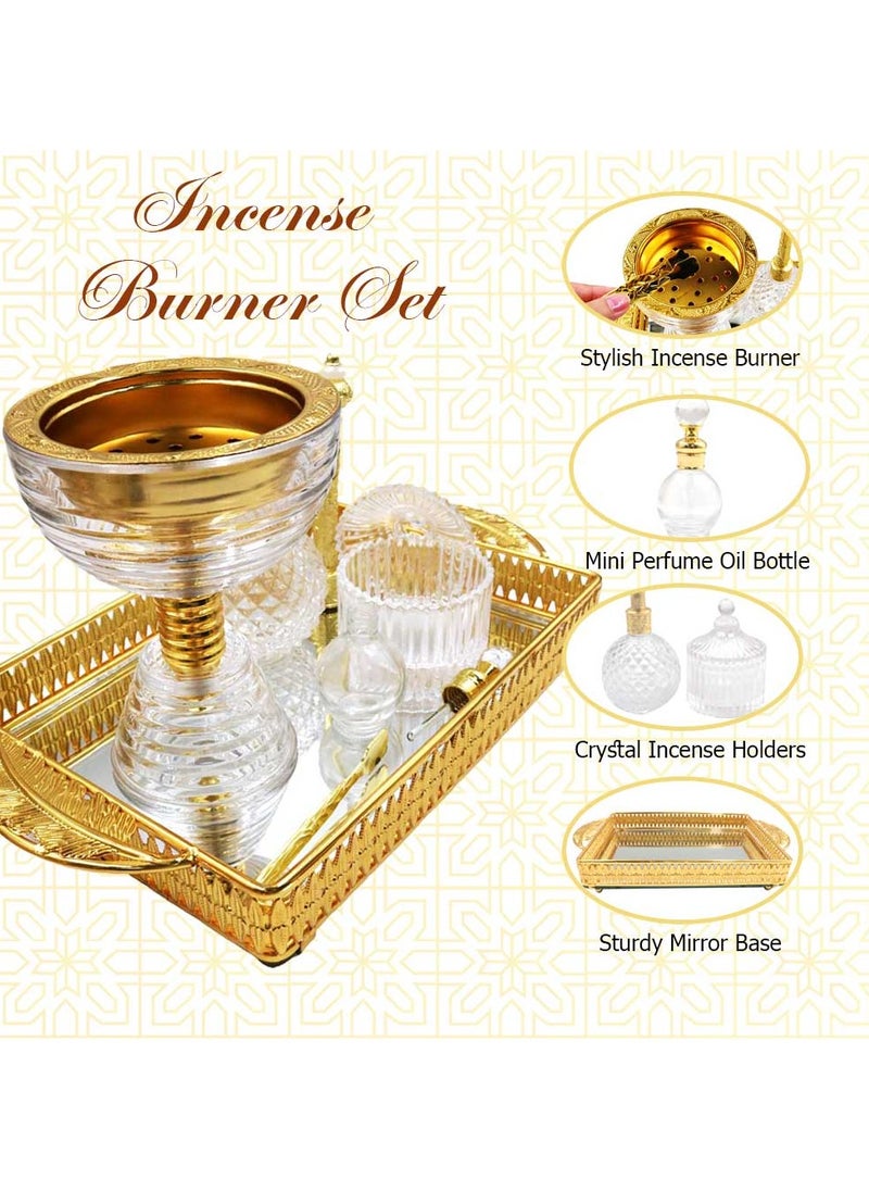 Elegant Design Glass Incense Burner Set Arabic Oud Holder for Home and Office Fragrance