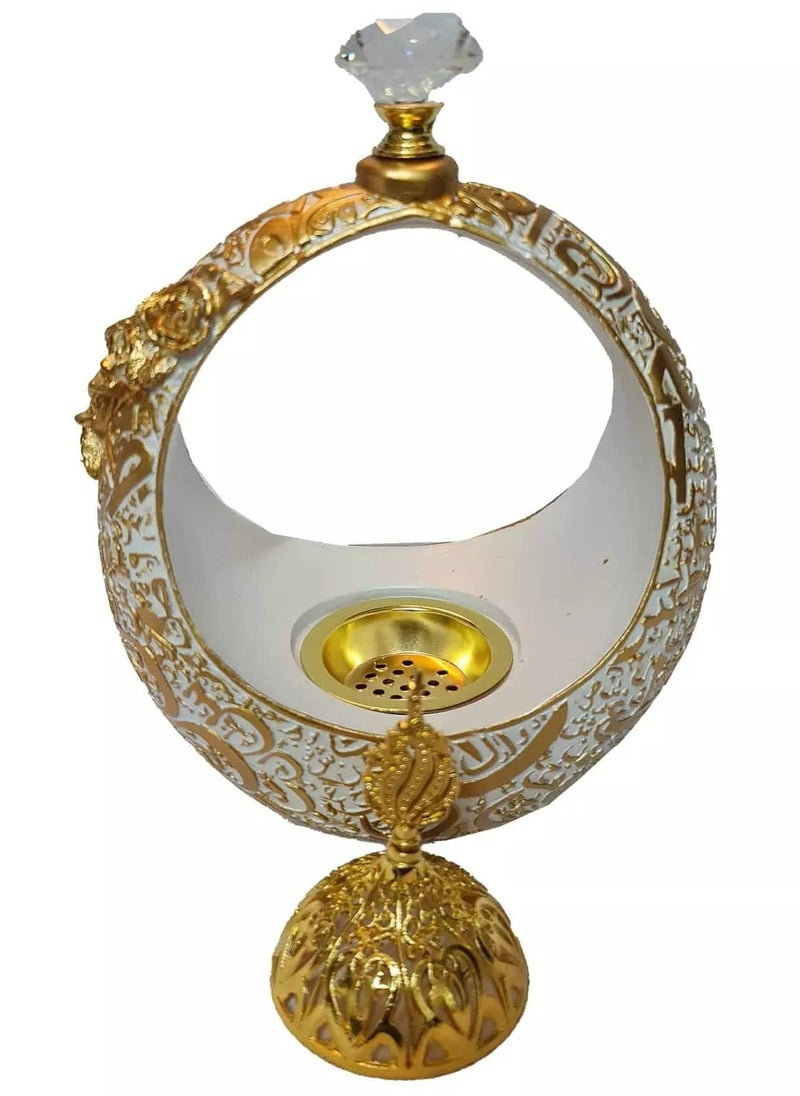 Ceramic Incense Burner Mabkhara – Stylish White & Gold Design