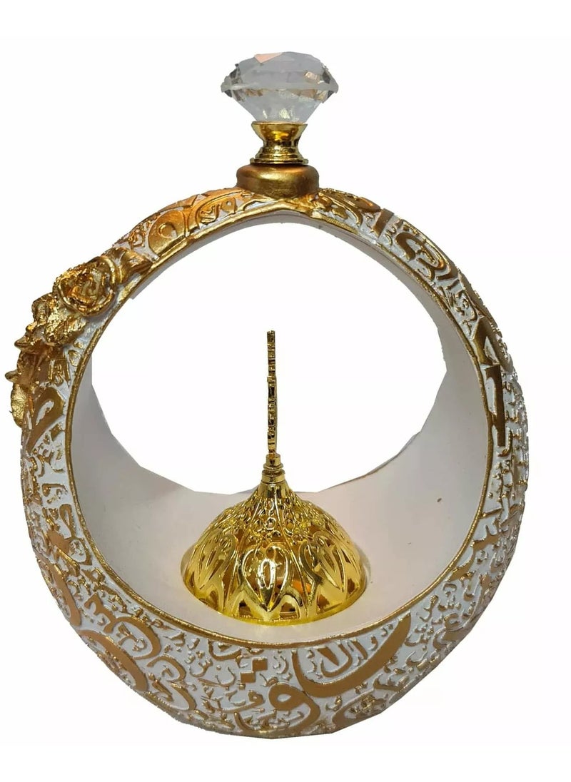 Ceramic Incense Burner Mabkhara – Stylish White & Gold Design