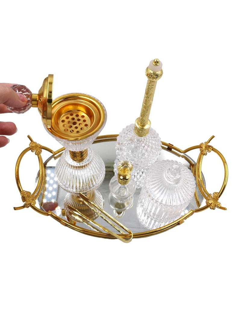 Elegant Design Glass Incense Burner Set Arabic Oud Holder for Home and Office Fragrance