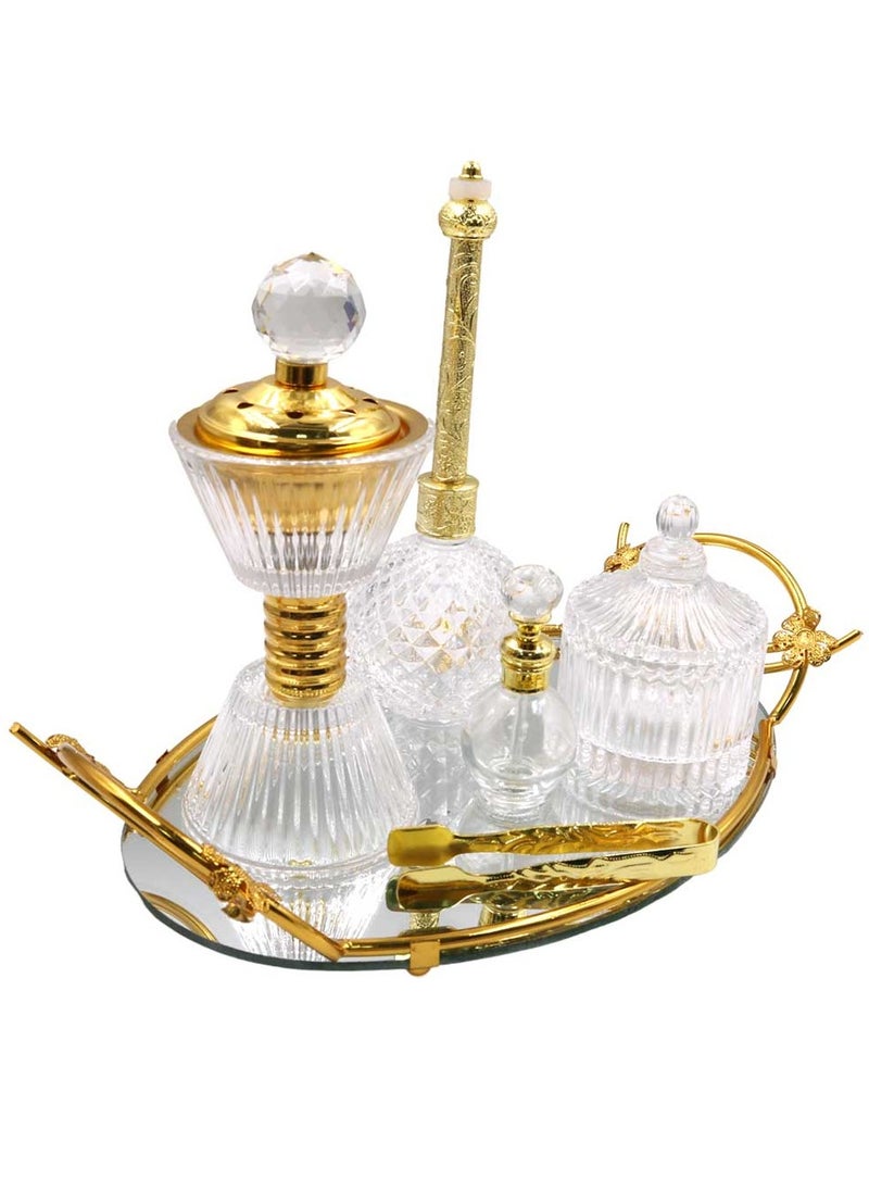 Elegant Design Glass Incense Burner Set Arabic Oud Holder for Home and Office Fragrance