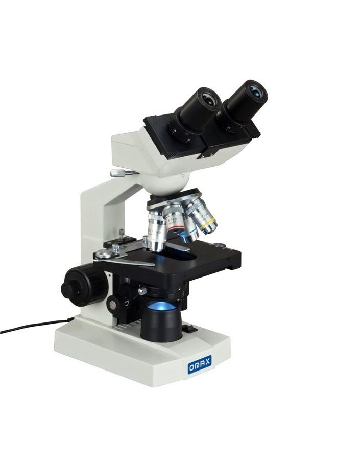 40X-2500X Lab Binocular Biological Compound LED Microscope with 3D Mechanical Stage and Coaxial Coarse/Fine Focusing Knob