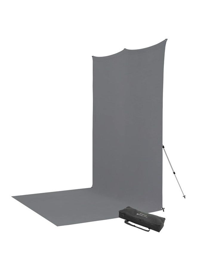 8'x13' Neutral Gray Sweep X-Drop Pro Wrinkle-Resistant Backdrop Kit - for Full-Length Portraits, Group Photos, and Photo Booths