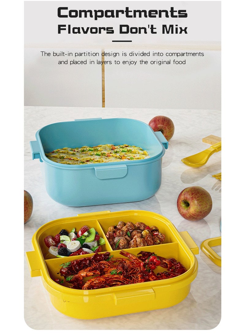 Portable Lunch Box With Compartment Microwave Lunch Box With Fork And Spoon Picnic Bento Box For Kids Fresh Food Box For School Office