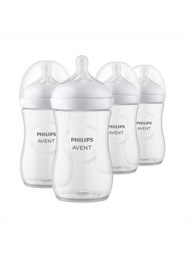 Pack Of 4 Natural Baby Bottle with Natural Response Nipple, Clear, 9oz