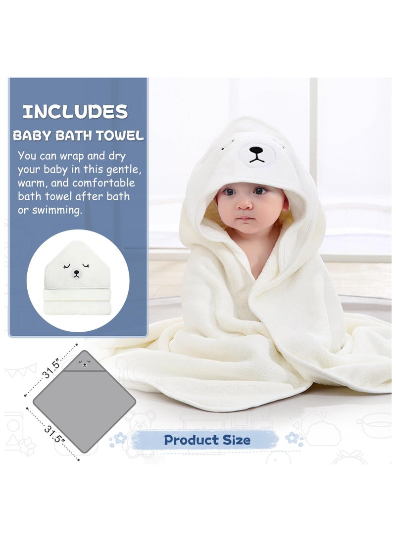 Collapsible Baby Bathtub for Newborn with Thermometer & 1 Hooded Towel & 1 Soft Floating Cushion,Portable Travel Bathtub with Drain Hole, ASIV Durable Foldable Baby Tubs for Infants to Toddler