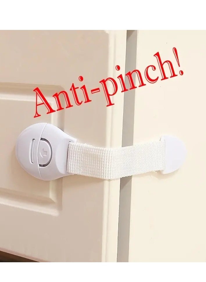 10pcs White Kids Safety Cabinet Locks, Baby Proof Security Protector Drawer Door Cabinet Locks, Plastic Door Locks