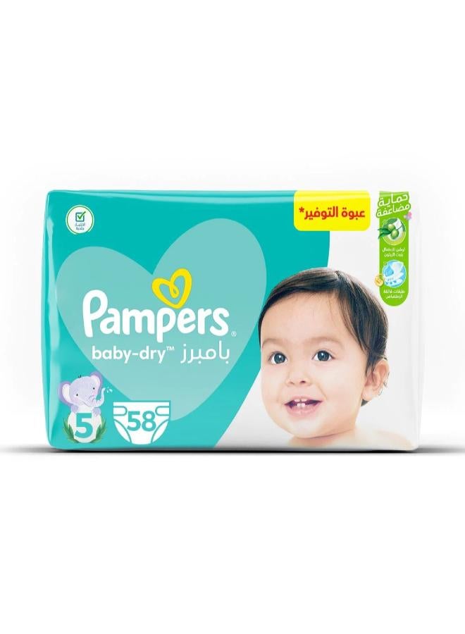 Pampers Baby Dry Junior Diapers - Size 5 - 11-25 KG - 58 Diapers