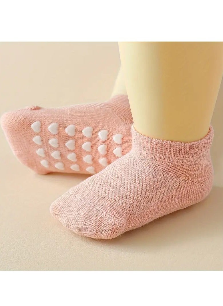 Kids' ComfyCute Cotton Blend Low-Cut Socks - Soft, Breathable, Elastic, Non-Slip, Thin Mesh Floor Socks for Daily Wearing - Perfect for School, Play, and Everyday Adventures Assorted