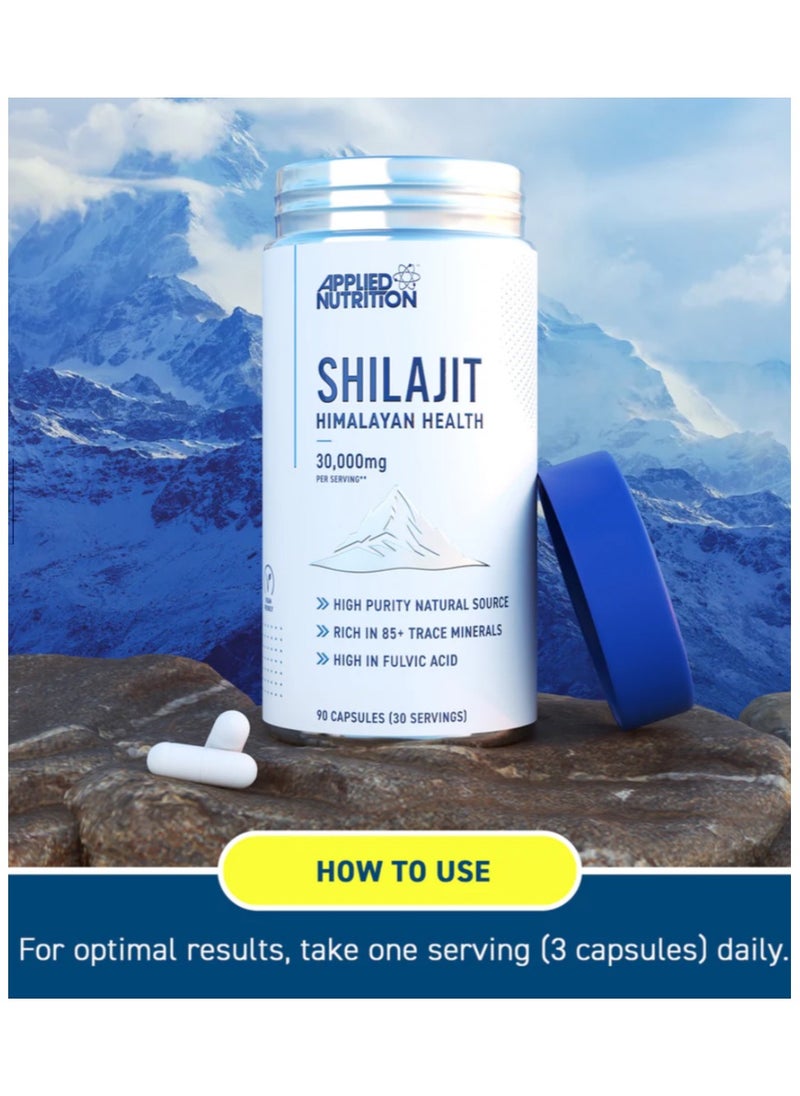 Shilajit Himalayan Health 30,000mg, Rich In 85+ Trace Minerals, 90 Capsules