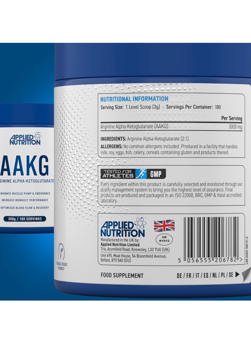 AAKG Powder Enhance Muscle Pump & Endurance 300g 100 Servings