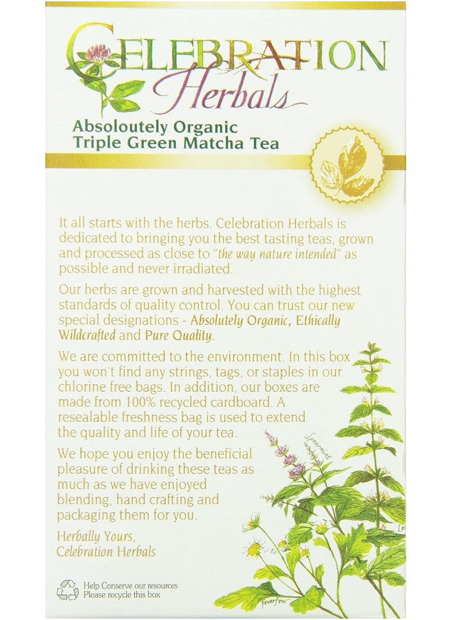 CELEBRATION HERBALS Triple Green Matcha Tea Org 24 Bag, 0.02 Pound