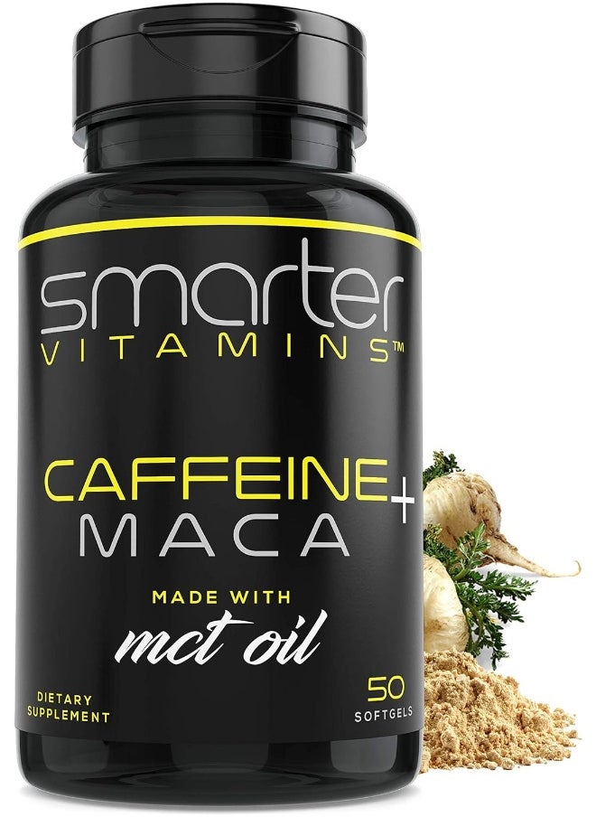 SmarterVitamins Smarter Energy Pills & Maca Root with 200mg Caffeine Pills Added Coconut MCT Oil for Stamina & Mood Boost