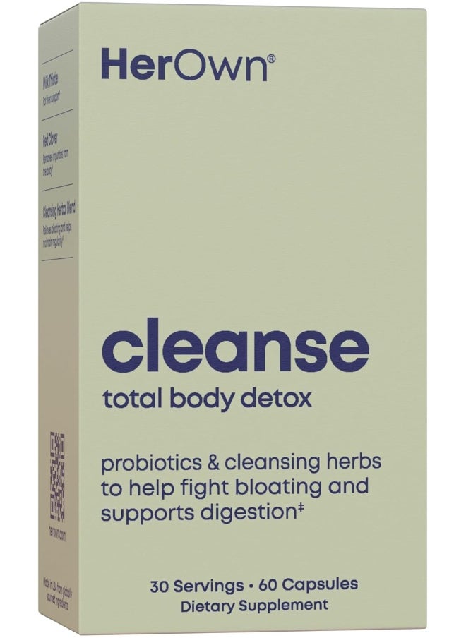 Her Own Cleanse, Gentle Detox, Supports Healthy Gut, Ocean Algae Cleanse, Prebiotic/Probiotic Blend, Cleansing Herbal Blend, Gluten and Soy Free, Vegan, 60 Capsules, 30 Servings, Multicolor