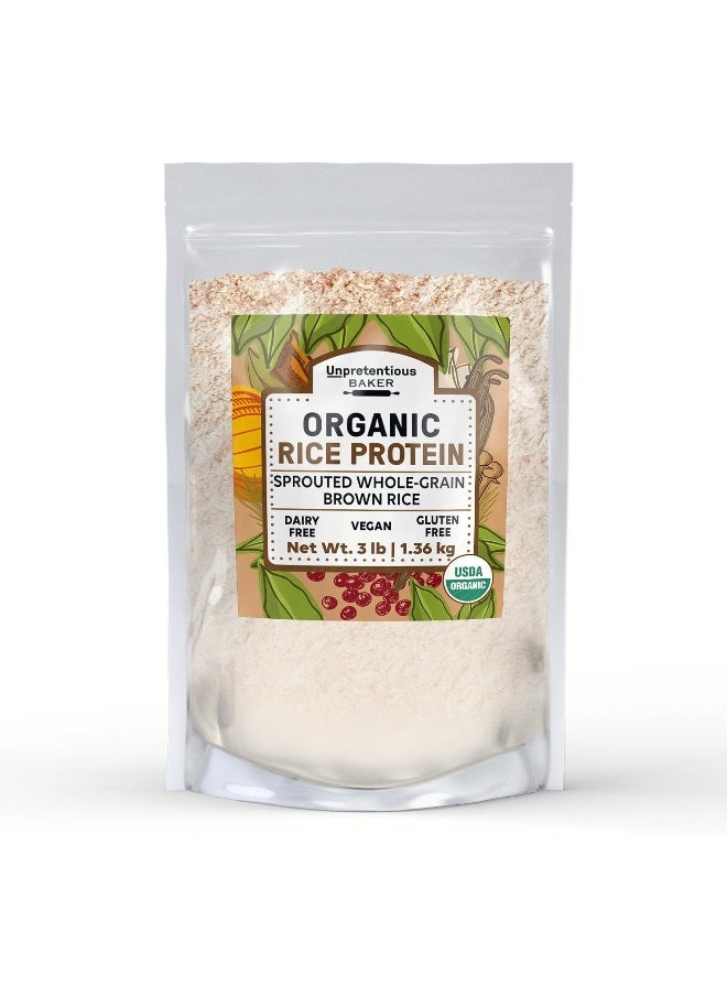 Unpretentious Organic Rice Protein Powder (3 lbs), Sustainably Sourced, Vegan & Gluten-Free, Alternative to Whey or Soy Protein