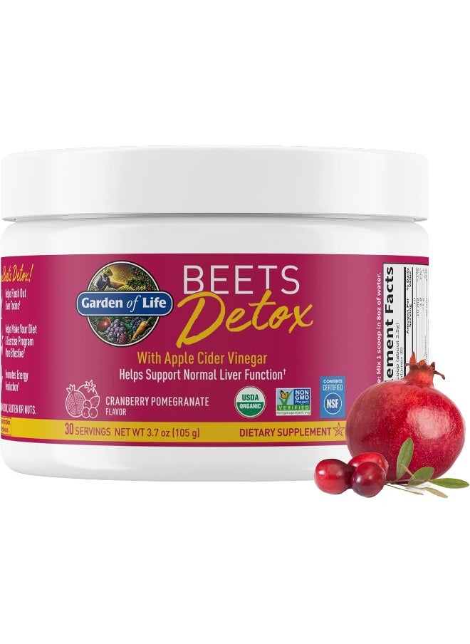 Garden of Life Organic Beet Root Powder with Antioxidants, Vitamin C, Probiotics & Apple Cider Vinegar for Digestive & Liver Health – Beets Detox – Vegan, Non GMO, Cranberry Pomegranate, 30 Servings