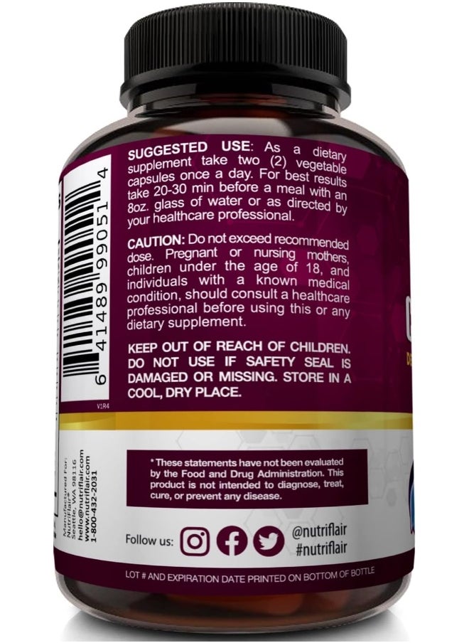 NutriFlair Liver Cleanse, Detox & Support with Milk Thistle Detoxifier and Regenerator, 60 Veggie Capsules