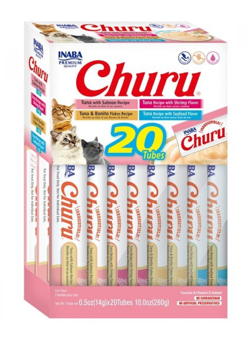 Churu, Seafood Mix Variety For Cat Treat - 20pcs x 14g in 1 Box - For Cat