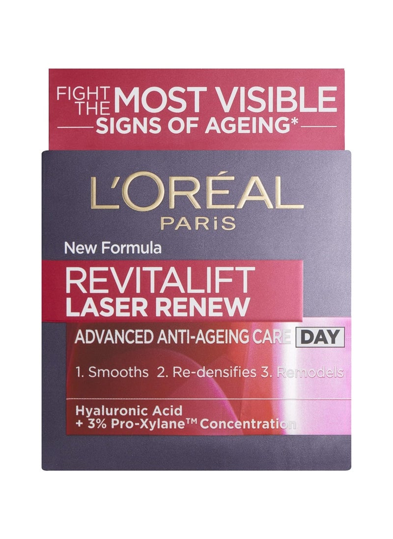 L’Oréal Paris Laser Renew Triple Action Anti Ageing Day Cream Reduce Wrinkle and Fine Line Appearance Moisturises Firms Brightens Skin pro Retinol Hyaluronic Acid and Vitamin C 50ml