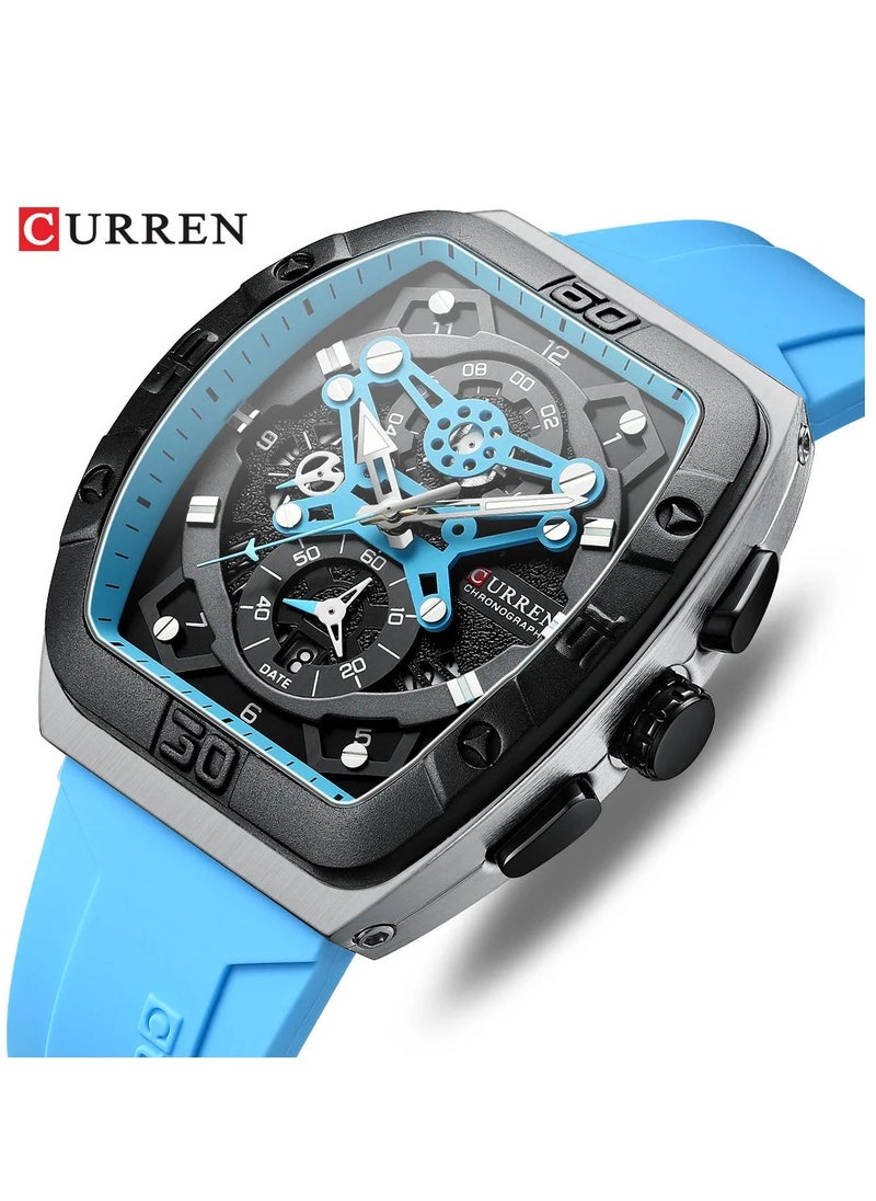 CURREN 8443 Original Brand Rubber Straps Wrist Watch For Men