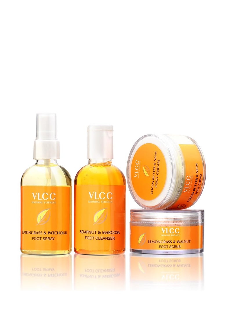 VLCC Pedi Glow Foot Care Kit - 100g + 200ml | Keeps Your Feet Clear, Soft, and Smooth | A Combo of Foot Cream, Foot Scrub, Foot Cleanser, and Foot Spray.