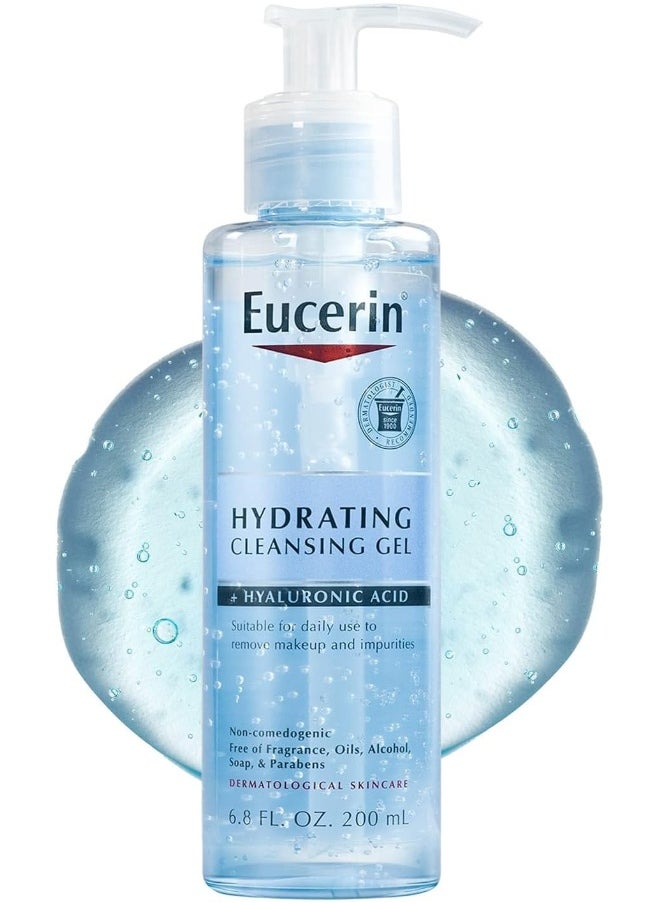 Hydrating Cleansing Gel, Daily Facial Cleanser Formulated With Hyaluronic Acid, 6.8 Fl Oz