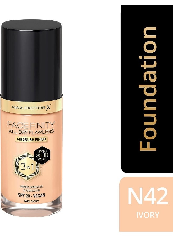 Facefinity All Day Flawless Foundation - N42 Ivory, 30Ml