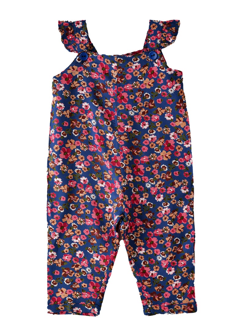 Girls' Floral Print Overalls