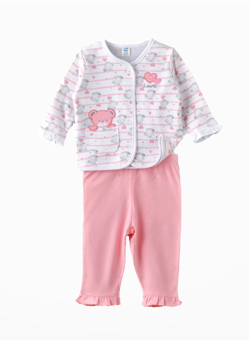 Baby Girls' Teddy Bear Print 2-Piece Pajama Set